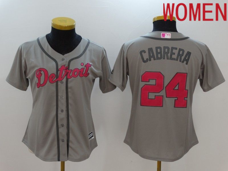 Women Detroit Tigers #24 Cabrera Grey Mother Edition 2022 MLB Jersey